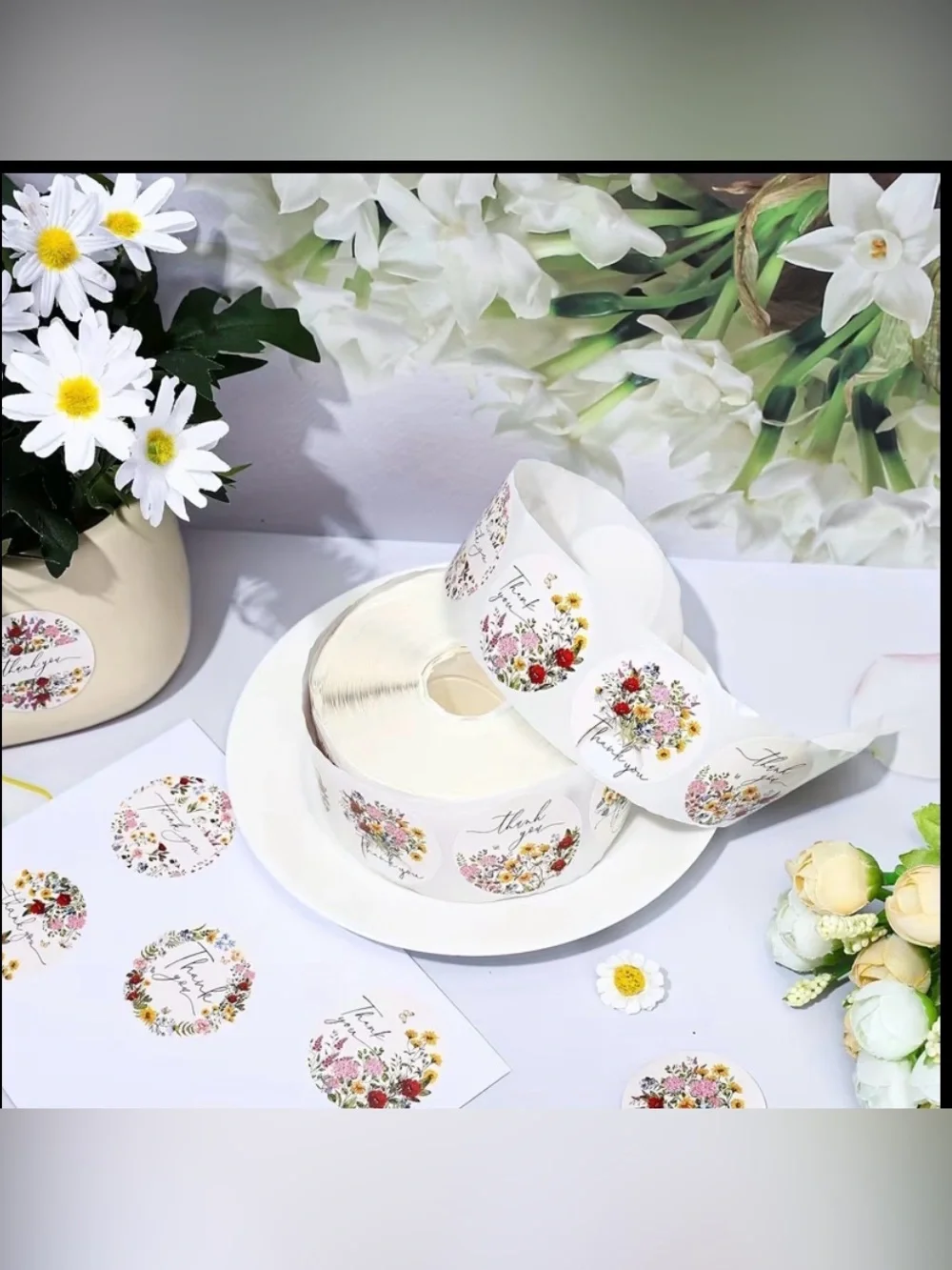 Thank You Sticker Boutique Quality ~🆕~ 100~ Floral Designs ~ Self adhesive